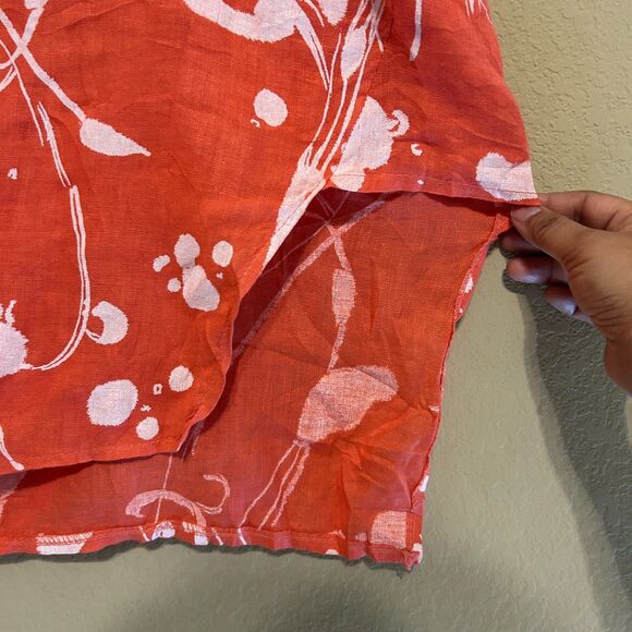 Lands Downunder 100% Linen Button Up Tunic Top Womens Medium Abstract  Artsy - Picture 6 of 9